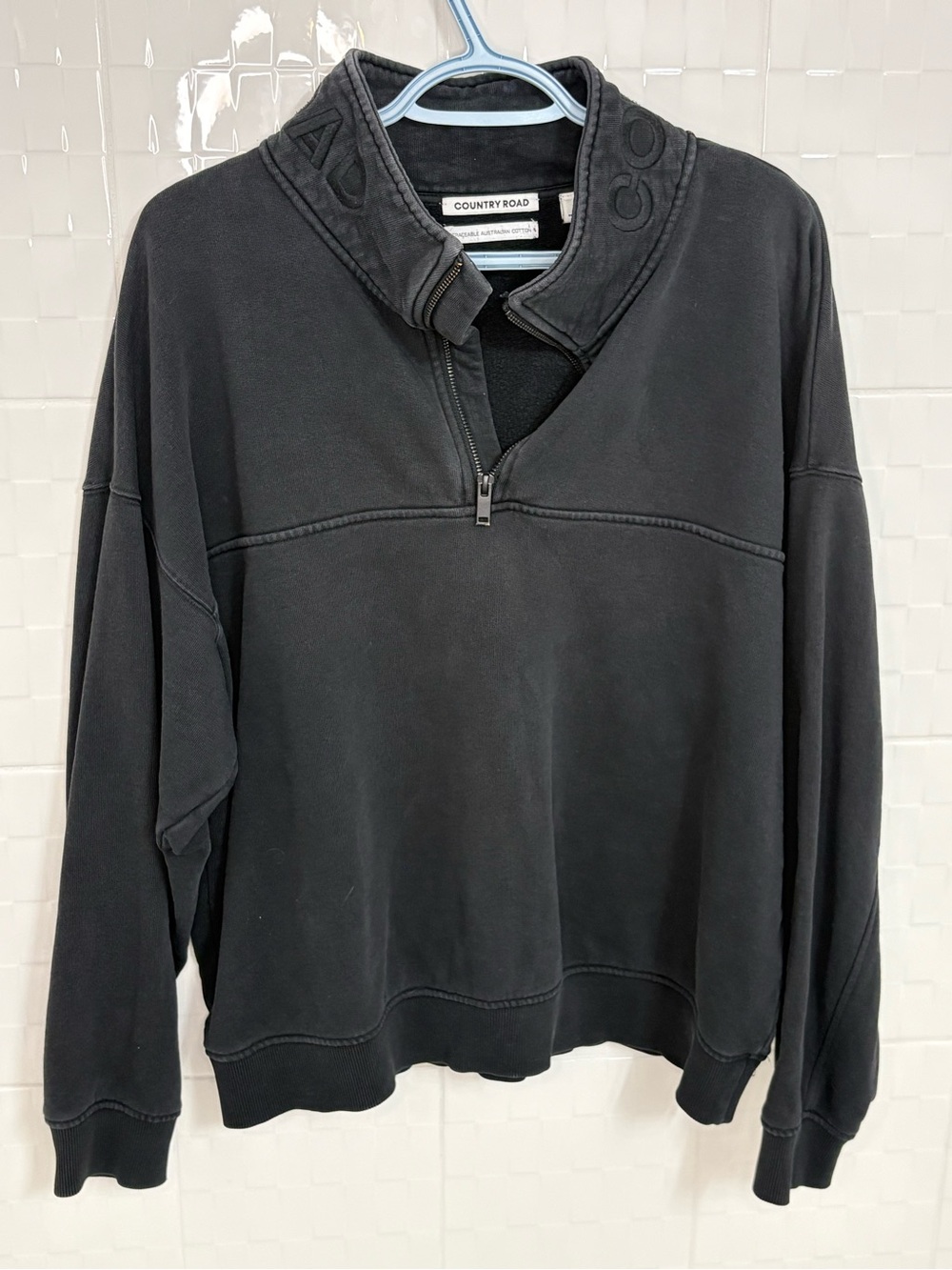 Country Road Women’s Heritage Quarter Zip Black Pullover sz XL
